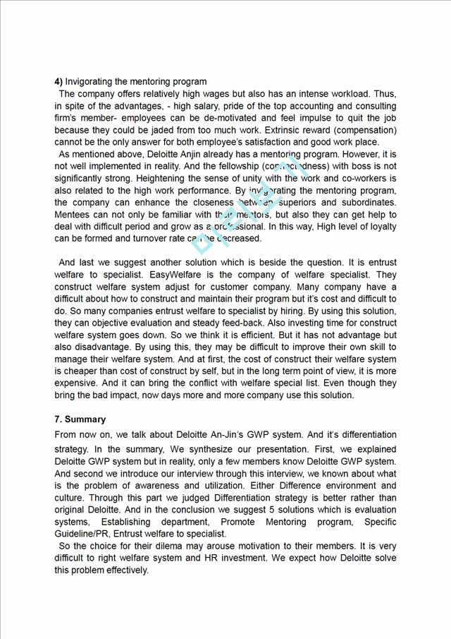 Effectiveness of GWP Strategy in Deloitte Anjin LLC   (10 )